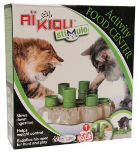 Stimulo Cat Feeding Station and Activity Center in its box