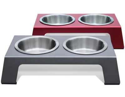 Petfusion elevated pet feeder in anodized aluminum