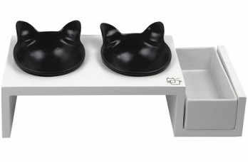 Vivipet White Stand with Black Kitty Bowls