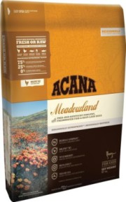 Photo of a bag of Acana Meadowland cat food