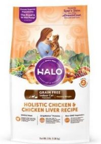Photo of a bag of Halo Holistic Chicken dry cat food