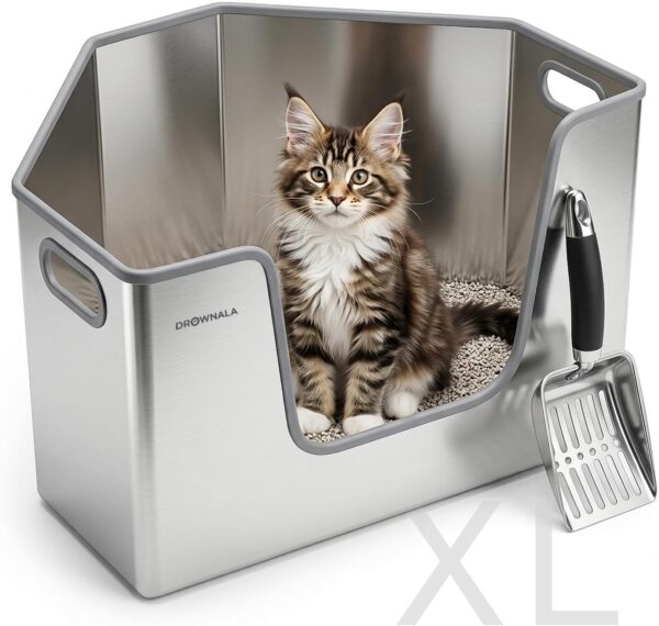 Drownala Corner Stainless Steel cat litter box