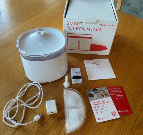Homerunpet cat water fountain box contents